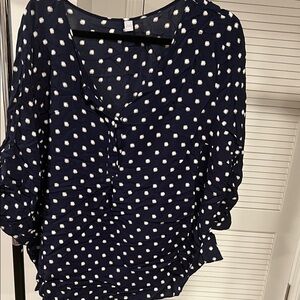 Polka Dot Navy Women's Blouse - Brand Unknown